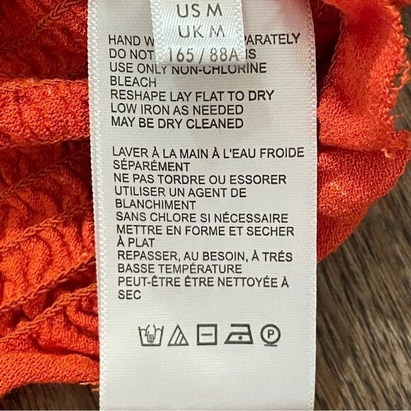 Urban Outfitters Off Shoulder Long Sleeve Crop Top Orange White Floral Medium - Picture 11 of 13